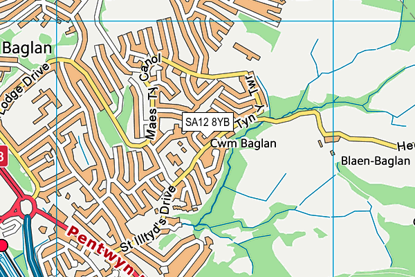 SA12 8YB map - OS VectorMap District (Ordnance Survey) SA12 8YB map - OS VectorMap District (Ordnance Survey)