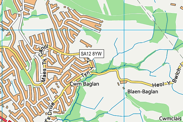 SA12 8YW map - OS VectorMap District (Ordnance Survey) SA12 8YW map - OS VectorMap District (Ordnance Survey)