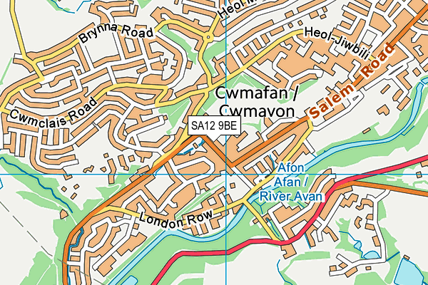SA12 9BE map - OS VectorMap District (Ordnance Survey)