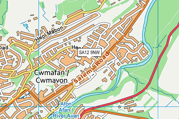 SA12 9NW map - OS VectorMap District (Ordnance Survey) SA12 9NW map - OS VectorMap District (Ordnance Survey)