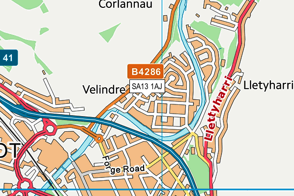 SA13 1AJ map - OS VectorMap District (Ordnance Survey) SA13 1AJ map - OS VectorMap District (Ordnance Survey)