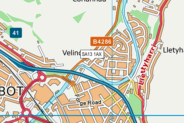 SA13 1AX map - OS VectorMap District (Ordnance Survey) SA13 1AX map - OS VectorMap District (Ordnance Survey)