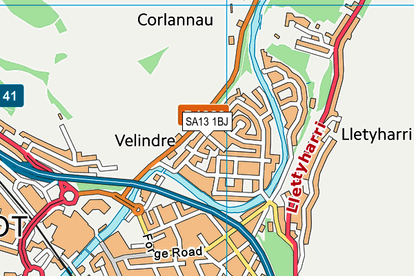 SA13 1BJ map - OS VectorMap District (Ordnance Survey) SA13 1BJ map - OS VectorMap District (Ordnance Survey)