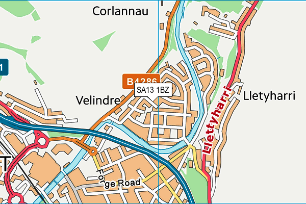 SA13 1BZ map - OS VectorMap District (Ordnance Survey) SA13 1BZ map - OS VectorMap District (Ordnance Survey)