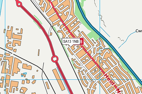 SA13 1NB map - OS VectorMap District (Ordnance Survey) SA13 1NB map - OS VectorMap District (Ordnance Survey)