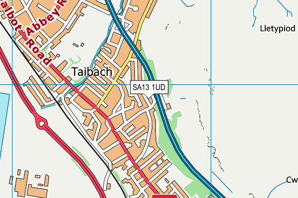 SA13 1UD map - OS VectorMap District (Ordnance Survey) SA13 1UD map - OS VectorMap District (Ordnance Survey)