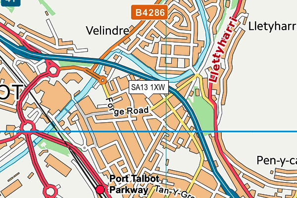 SA13 1XW map - OS VectorMap District (Ordnance Survey)