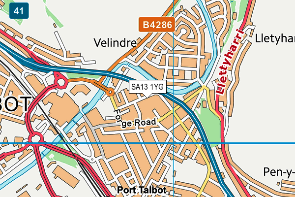 SA13 1YG map - OS VectorMap District (Ordnance Survey) SA13 1YG map - OS VectorMap District (Ordnance Survey)