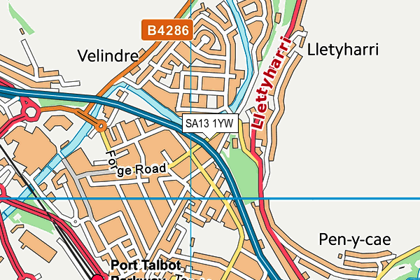 SA13 1YW map - OS VectorMap District (Ordnance Survey) SA13 1YW map - OS VectorMap District (Ordnance Survey)