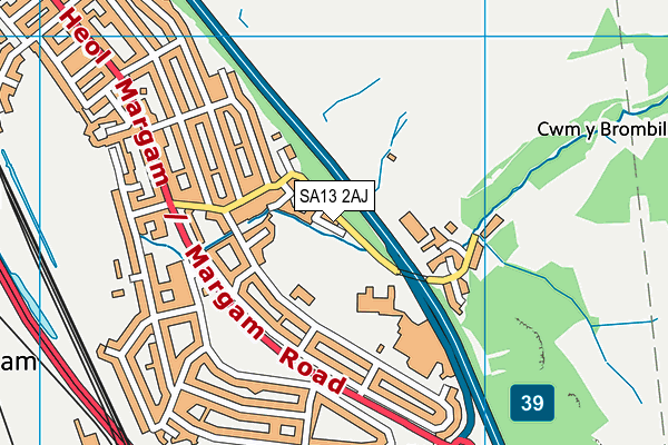SA13 2AJ map - OS VectorMap District (Ordnance Survey) SA13 2AJ map - OS VectorMap District (Ordnance Survey)