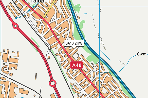 SA13 2HW map - OS VectorMap District (Ordnance Survey) SA13 2HW map - OS VectorMap District (Ordnance Survey)