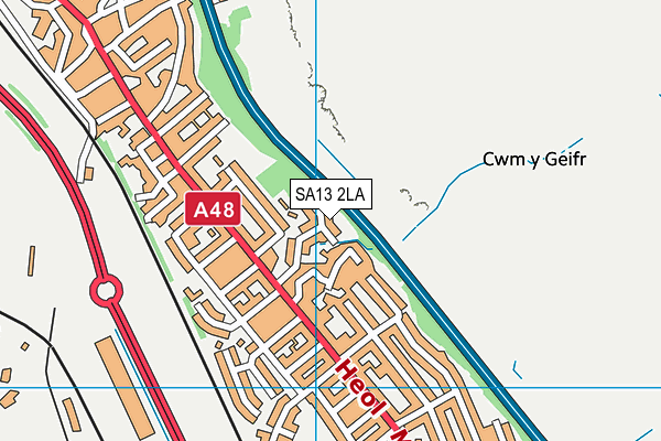 SA13 2LA map - OS VectorMap District (Ordnance Survey) SA13 2LA map - OS VectorMap District (Ordnance Survey)