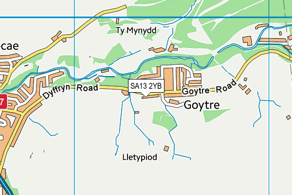 SA13 2YB map - OS VectorMap District (Ordnance Survey) SA13 2YB map - OS VectorMap District (Ordnance Survey)