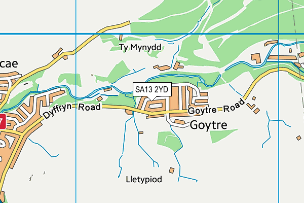SA13 2YD map - OS VectorMap District (Ordnance Survey) SA13 2YD map - OS VectorMap District (Ordnance Survey)