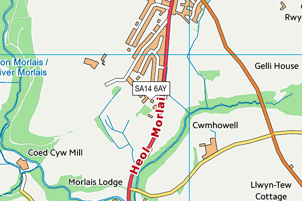 SA14 6AY map - OS VectorMap District (Ordnance Survey) SA14 6AY map - OS VectorMap District (Ordnance Survey)