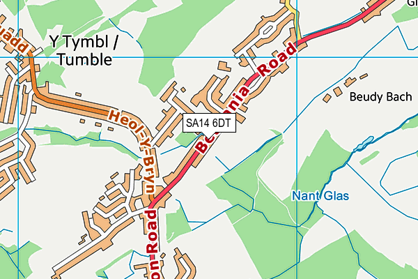 SA14 6DT map - OS VectorMap District (Ordnance Survey)