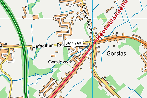 SA14 7AX map - OS VectorMap District (Ordnance Survey) SA14 7AX map - OS VectorMap District (Ordnance Survey)