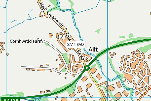 SA14 8AQ map - OS VectorMap District (Ordnance Survey) SA14 8AQ map - OS VectorMap District (Ordnance Survey)