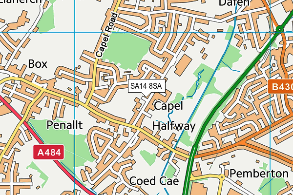 SA14 8SA map - OS VectorMap District (Ordnance Survey) SA14 8SA map - OS VectorMap District (Ordnance Survey)