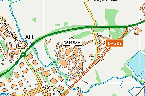 SA14 8XW map - OS VectorMap District (Ordnance Survey) SA14 8XW map - OS VectorMap District (Ordnance Survey)