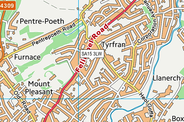 SA15 3LW map - OS VectorMap District (Ordnance Survey) SA15 3LW map - OS VectorMap District (Ordnance Survey)