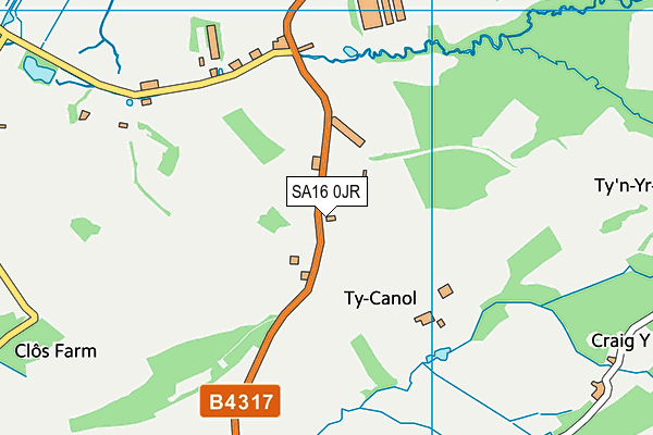 SA16 0JR map - OS VectorMap District (Ordnance Survey) SA16 0JR map - OS VectorMap District (Ordnance Survey)