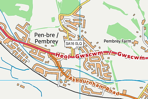 SA16 0LQ map - OS VectorMap District (Ordnance Survey) SA16 0LQ map - OS VectorMap District (Ordnance Survey)