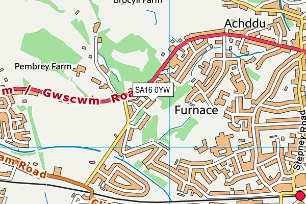 SA16 0YW map - OS VectorMap District (Ordnance Survey) SA16 0YW map - OS VectorMap District (Ordnance Survey)
