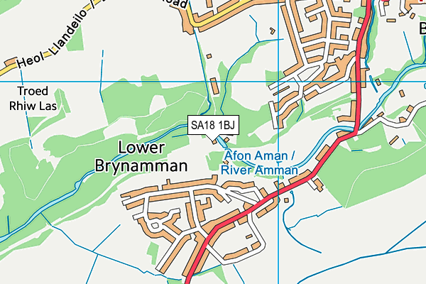 SA18 1BJ map - OS VectorMap District (Ordnance Survey) SA18 1BJ map - OS VectorMap District (Ordnance Survey)