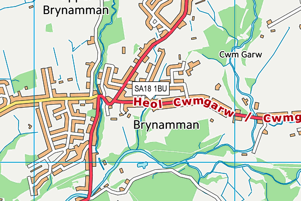 SA18 1BU map - OS VectorMap District (Ordnance Survey) SA18 1BU map - OS VectorMap District (Ordnance Survey)