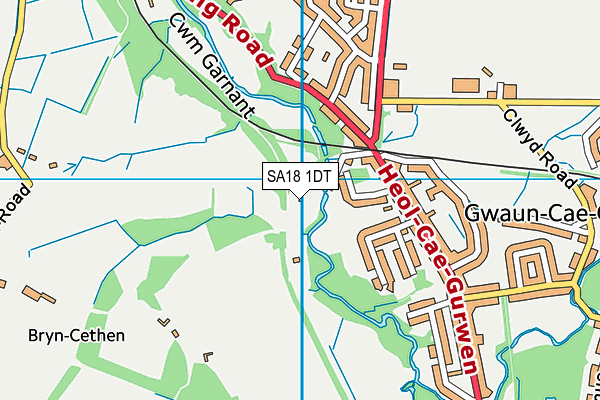 SA18 1DT map - OS VectorMap District (Ordnance Survey) SA18 1DT map - OS VectorMap District (Ordnance Survey)