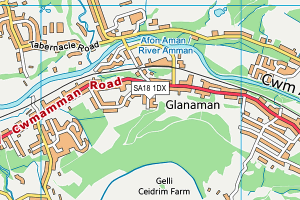 SA18 1DX map - OS VectorMap District (Ordnance Survey) SA18 1DX map - OS VectorMap District (Ordnance Survey)