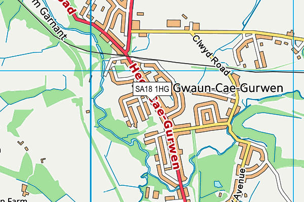 SA18 1HG map - OS VectorMap District (Ordnance Survey) SA18 1HG map - OS VectorMap District (Ordnance Survey)