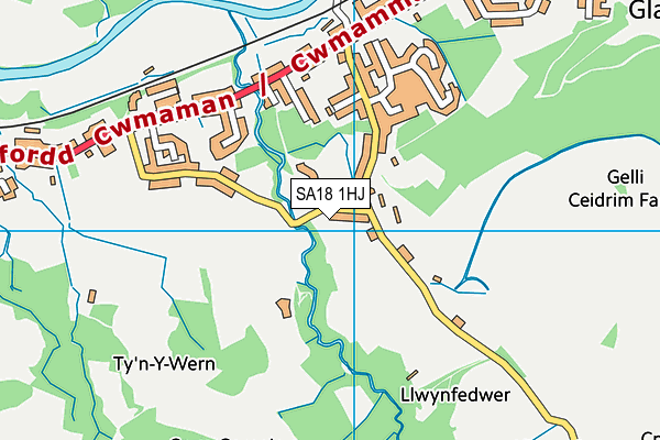 SA18 1HJ map - OS VectorMap District (Ordnance Survey) SA18 1HJ map - OS VectorMap District (Ordnance Survey)
