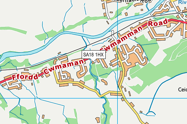 SA18 1HX map - OS VectorMap District (Ordnance Survey) SA18 1HX map - OS VectorMap District (Ordnance Survey)