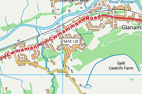 SA18 1JD map - OS VectorMap District (Ordnance Survey) SA18 1JD map - OS VectorMap District (Ordnance Survey)