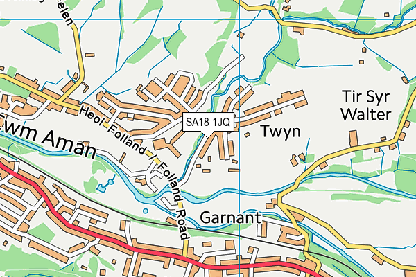 SA18 1JQ map - OS VectorMap District (Ordnance Survey) SA18 1JQ map - OS VectorMap District (Ordnance Survey)