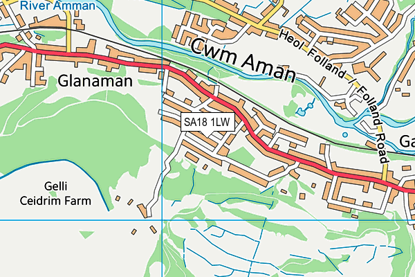 SA18 1LW map - OS VectorMap District (Ordnance Survey) SA18 1LW map - OS VectorMap District (Ordnance Survey)