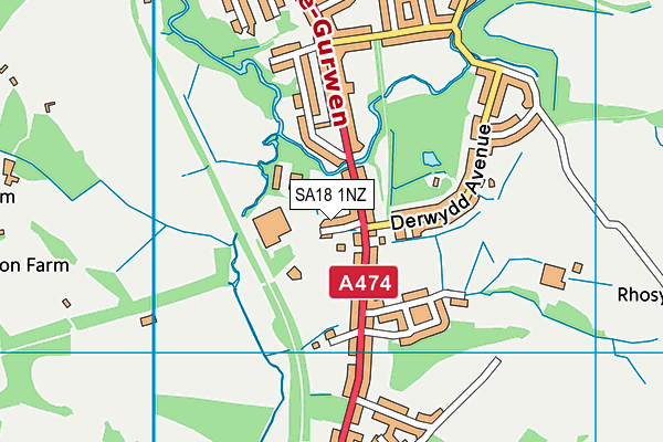 SA18 1NZ map - OS VectorMap District (Ordnance Survey) SA18 1NZ map - OS VectorMap District (Ordnance Survey)