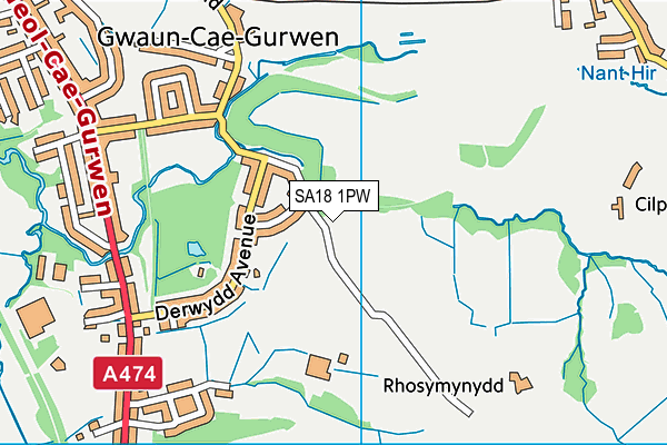 SA18 1PW map - OS VectorMap District (Ordnance Survey) SA18 1PW map - OS VectorMap District (Ordnance Survey)