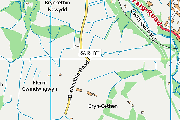 SA18 1YT map - OS VectorMap District (Ordnance Survey) SA18 1YT map - OS VectorMap District (Ordnance Survey)