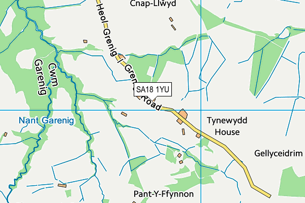 SA18 1YU map - OS VectorMap District (Ordnance Survey) SA18 1YU map - OS VectorMap District (Ordnance Survey)