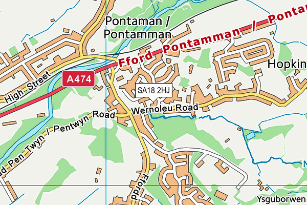 SA18 2HJ map - OS VectorMap District (Ordnance Survey) SA18 2HJ map - OS VectorMap District (Ordnance Survey)