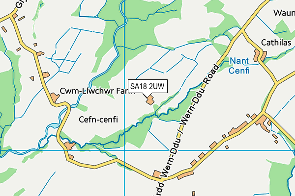 SA18 2UW map - OS VectorMap District (Ordnance Survey) SA18 2UW map - OS VectorMap District (Ordnance Survey)