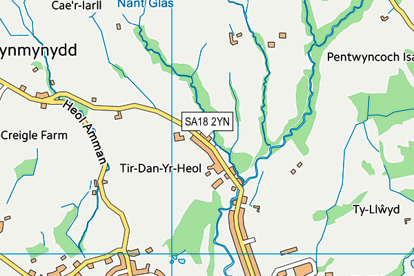 SA18 2YN map - OS VectorMap District (Ordnance Survey) SA18 2YN map - OS VectorMap District (Ordnance Survey)