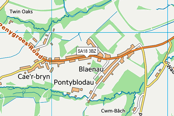 SA18 3BZ map - OS VectorMap District (Ordnance Survey) SA18 3BZ map - OS VectorMap District (Ordnance Survey)