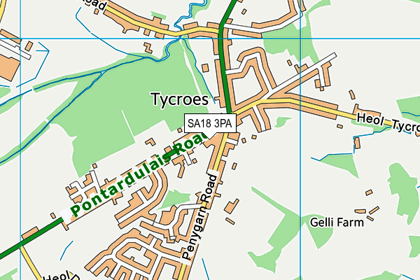 SA18 3PA map - OS VectorMap District (Ordnance Survey) SA18 3PA map - OS VectorMap District (Ordnance Survey)