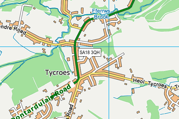 SA18 3QH map - OS VectorMap District (Ordnance Survey) SA18 3QH map - OS VectorMap District (Ordnance Survey)