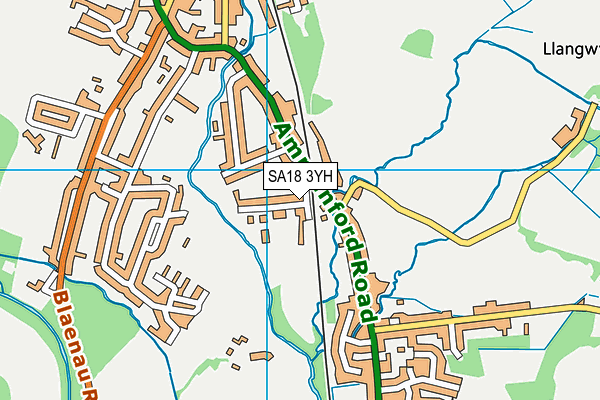 SA18 3YH map - OS VectorMap District (Ordnance Survey) SA18 3YH map - OS VectorMap District (Ordnance Survey)