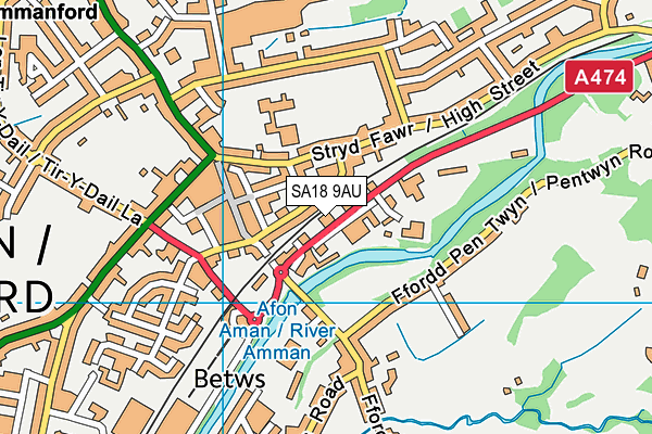 SA18 9AU map - OS VectorMap District (Ordnance Survey)